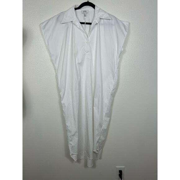 COS Oversized Maxi Shirt Dress White Sz 8 Minimal - Picture 2 of 7
